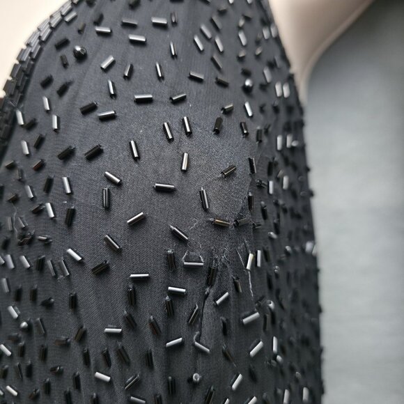 Vintage Niteline by Della Roufogali Black Gold Beaded Fringe Cocktail Dress - Picture 2 of 12